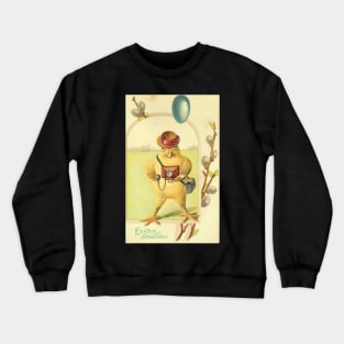 Vintage Easter Chicken Cameraman Crewneck Sweatshirt